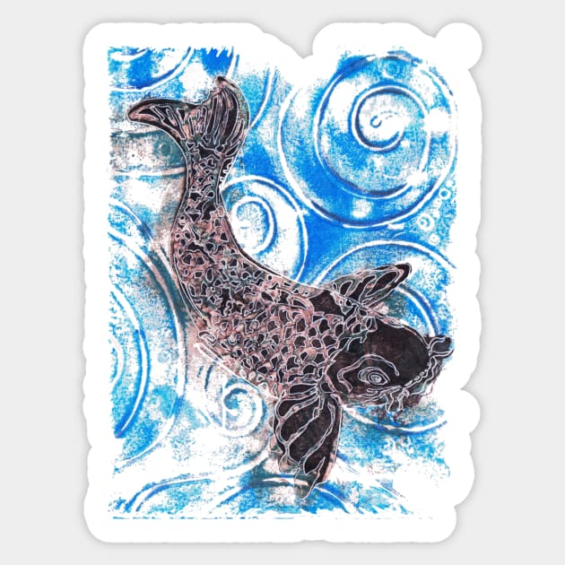 Koi In Swirls Sticker by MagsWilliamson